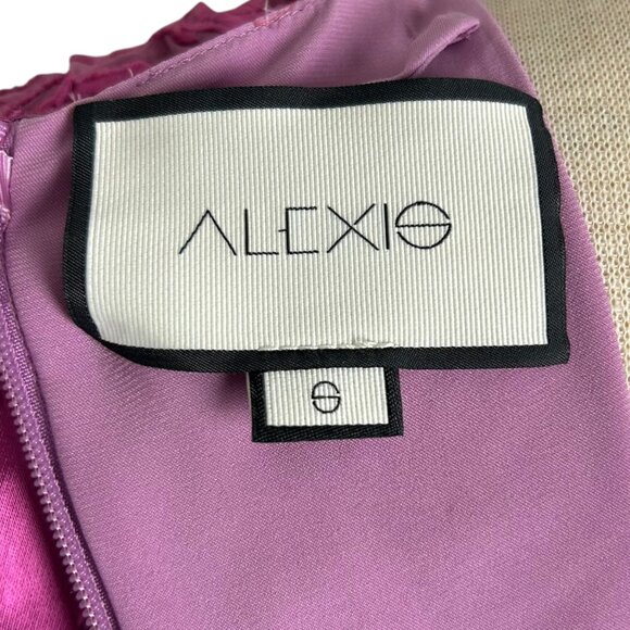 Alexis Barbara Emma Wrap Flounce Dress Lilac Devore Faux Wrap Long Sleeve Sz S - Picture 7 of 9